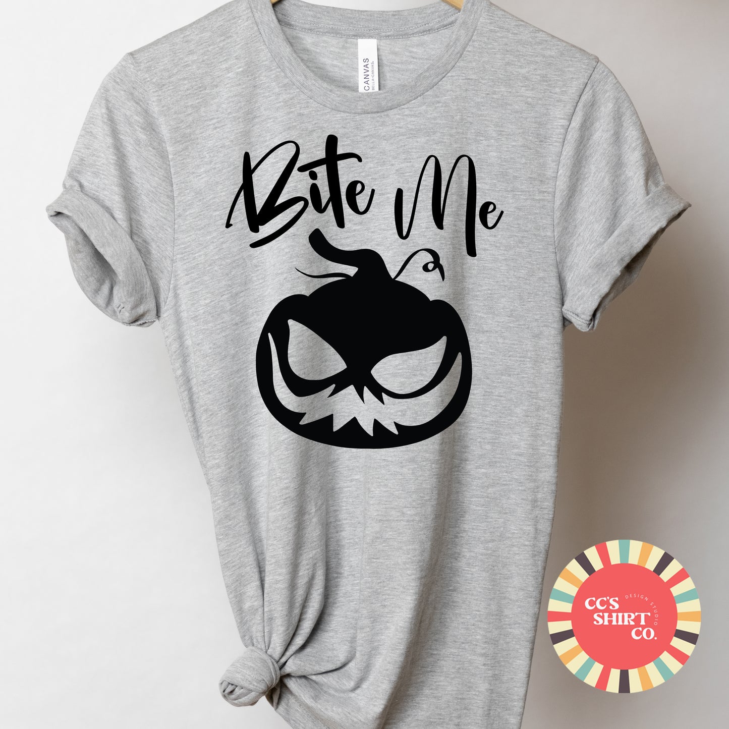 Bite Me Creepy Pumpkin Halloween Shirt