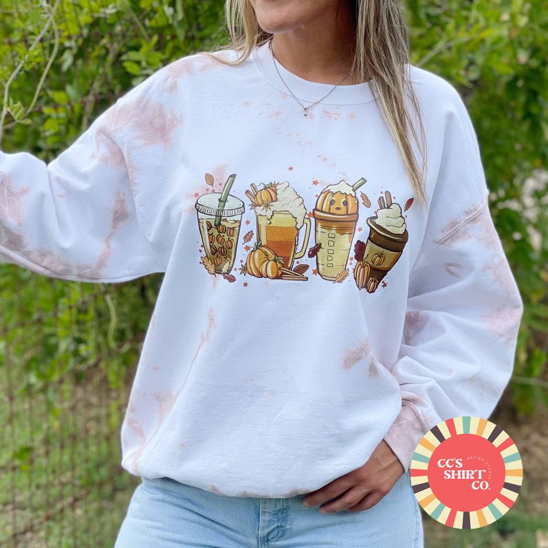 Favorite Fall Drinks Tie-Dyed Graphic Sweatshirt