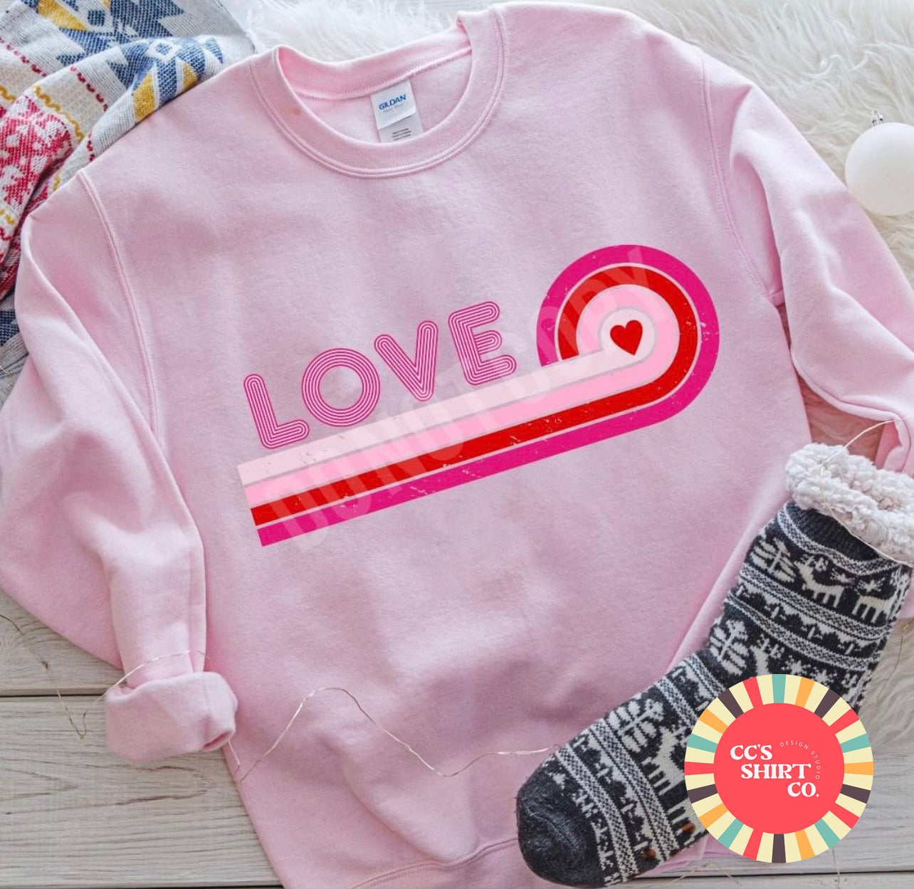 Love Retro Style Valentines Sweatshirt