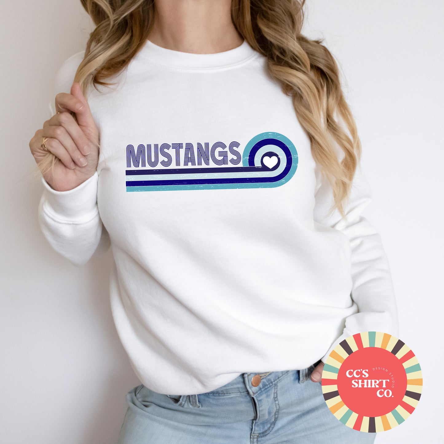 Mustangs Retro Blue Crewneck