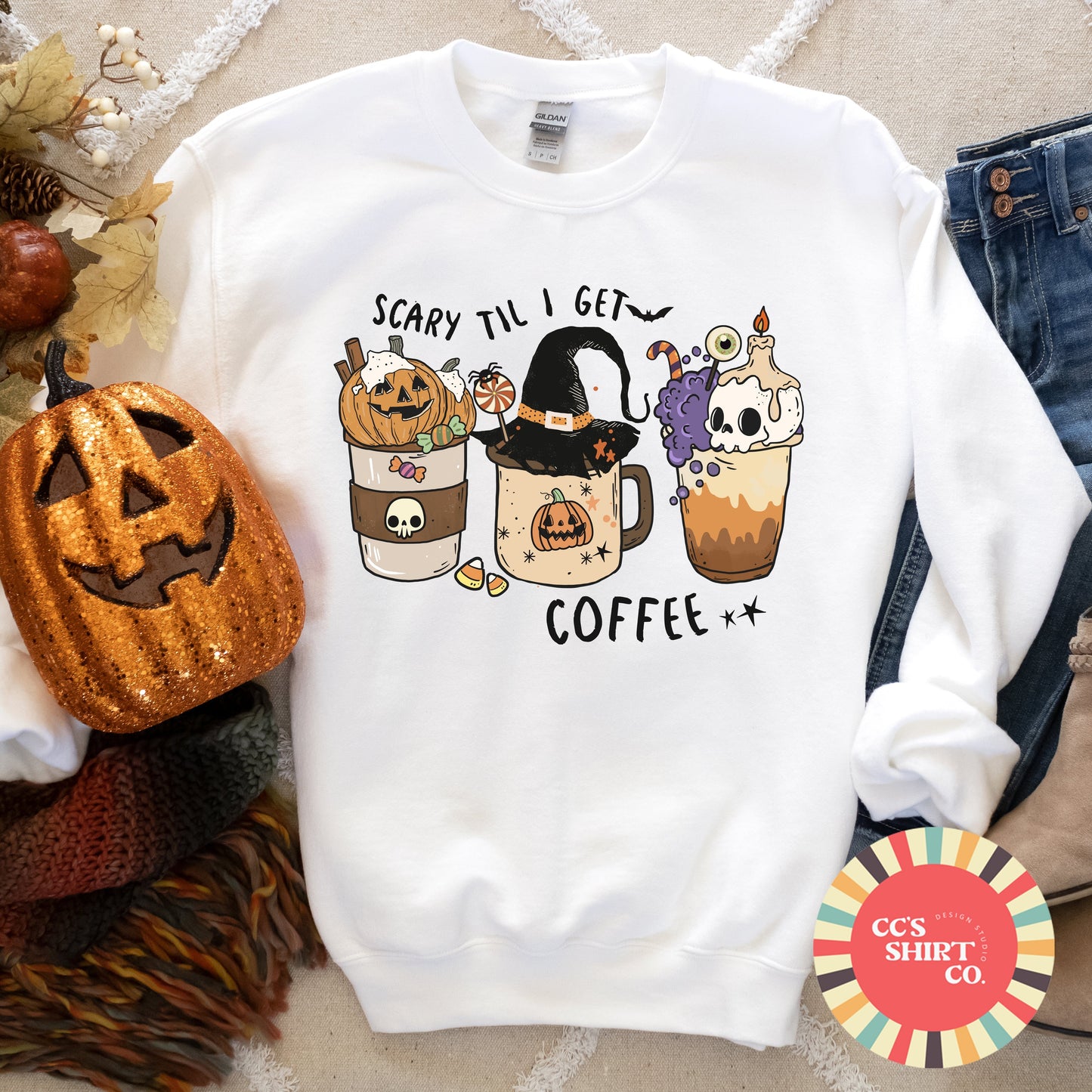 Scary Till I Get Coffee Halloween Sweatshirt