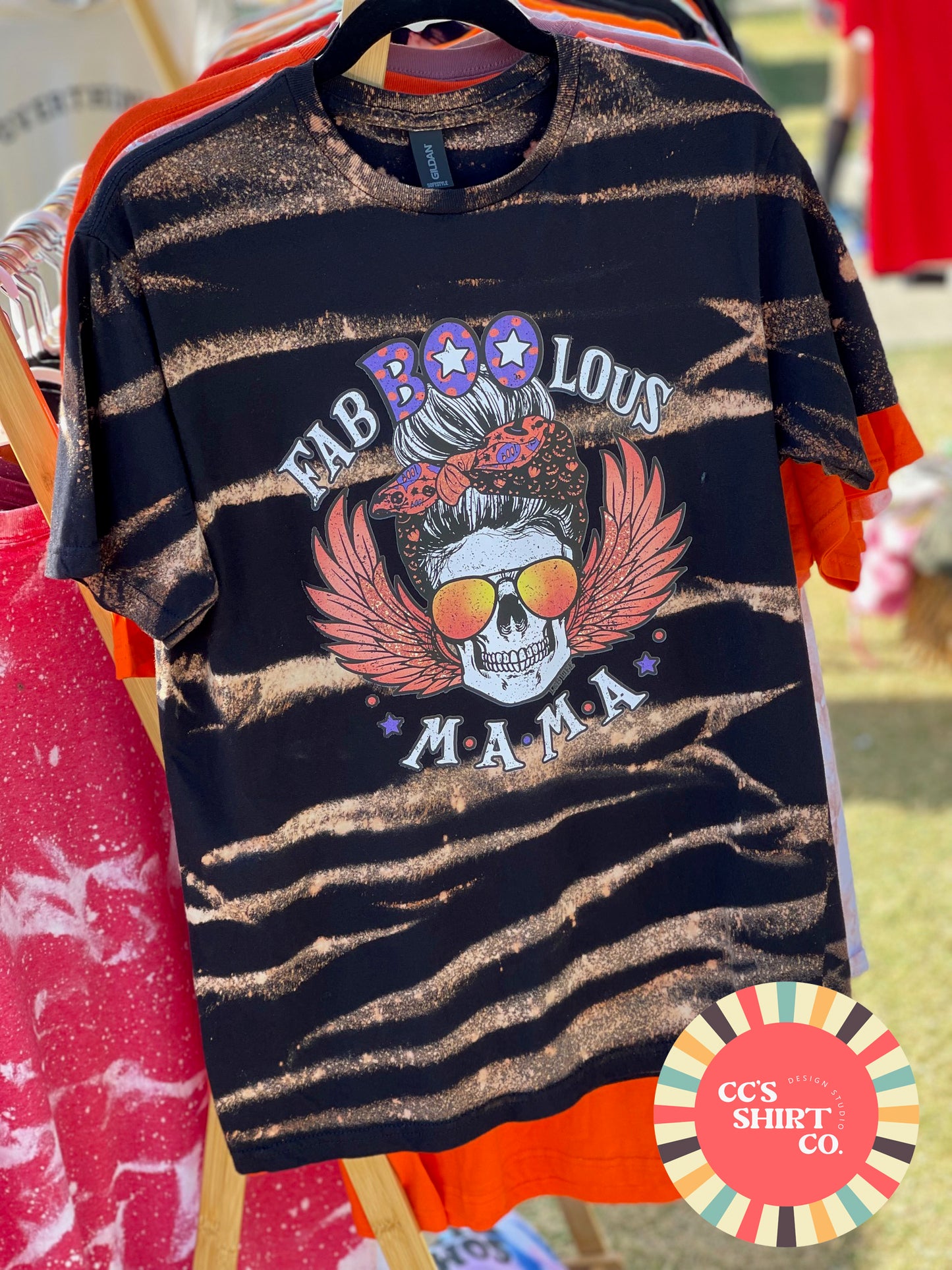 Fab-BOO-Lous MAMA Striped-Dyed Graphic Tee