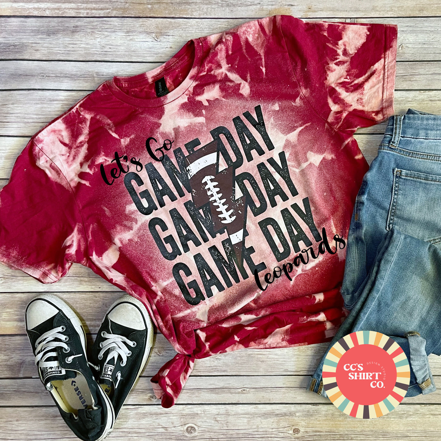 Let's Go Leopards Distressed Football Game Day Graphic Tee