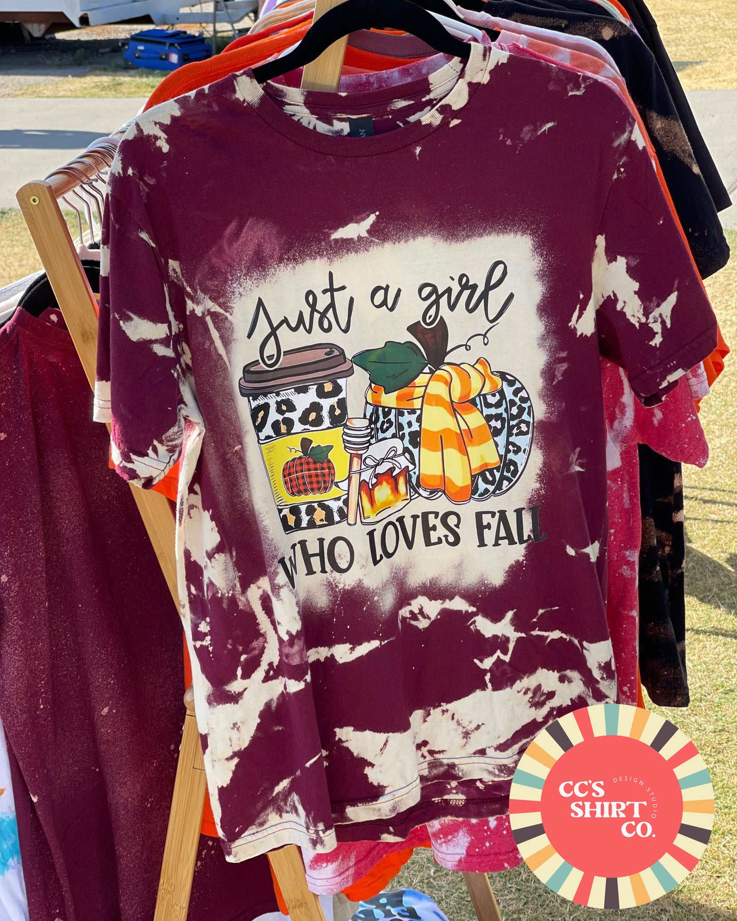 Just a Girl Who Loves Fall Bleached Graphic Tee