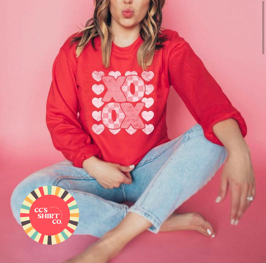 XOXO Distressed Crewneck